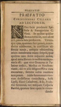 Praefatio Christophori Cellarii Ad Lectorem