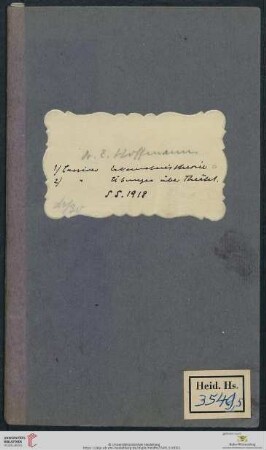 Cassirer, Erkenntnistheorie; Übungen über ... [Sommersemester 1918]