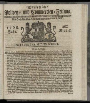 48tes Stueck, Montag den 28ten November. 1768