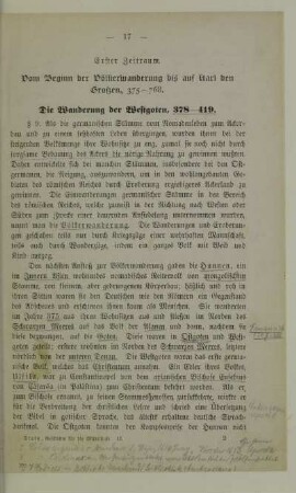 Erster Zeitraum. Vom Beginn der Völkerwanderung bis auf Karl den Großen, 375-768