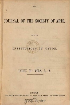 Journal of the Royal Society of Arts. 10,a, [10, a]