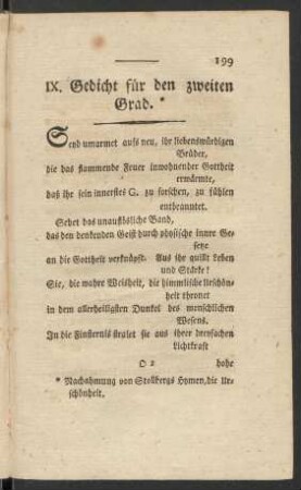 IX. Gedicht für den zweiten Grad