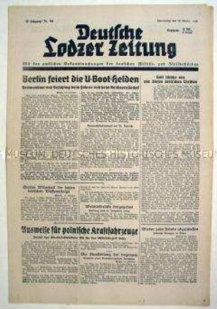 "Deutsche Lodzer Zeitung" u.a. zum U-Boot-Krieg