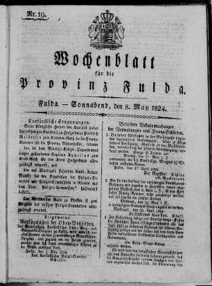 Nr. 19, Ausgabe vom 8. Mai 1824