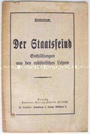 Antisemitische Hetzschrift über das Wesen der "rabbinischen Lehren"