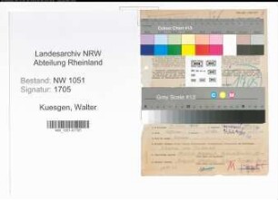 Entnazifizierung Walter Kuesgen , geb. 07.07.1898 (Kaufmann)