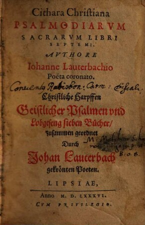 Cithara christiana : psalmodiarum sacrarum libri septem = Christliche Harpfen