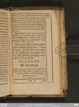 VI. Locus. De fine Mundi.