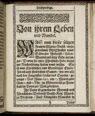 Von ihrem Leben und Wandel.
