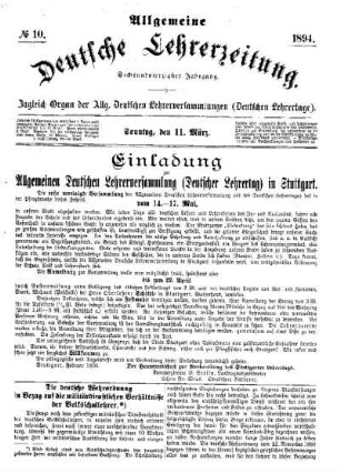 Einladung zur Allgemeinen Deutschen Lehrerversammlung (Deutscher Lehrertag ) in Stuttgart