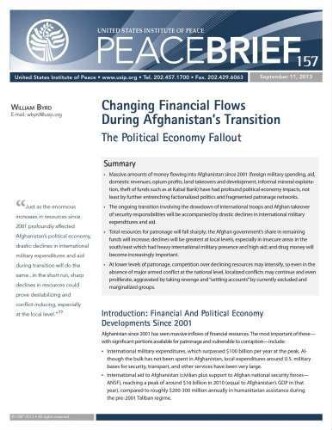 Changing financial flows during Afghanistan’s transition : the political economy fallout