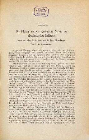 Topographie der Stadt Strassburg nach ärztlich-hygienischen Gesichtspunkten bearbeitet : Herausgg. von dem elsass-lothringischen ärztlich-hygienischen Vereine als X. Band des Archivs für öffentliche Gesundheitspflege in Elsass-Lothringen und als Festschrift für die diesjährige, in Strassburg tagende Versammlung deutscher Naturforscher und Aerzte. Redigirt von Regierungsrath J. Krieger. Mit 5 Karten, 2 Tafeln mit Querprofilen, 1 Facsimile, und 1 graphischen Darstellung sowie mit 24 in den Texteingedruckten Figuren