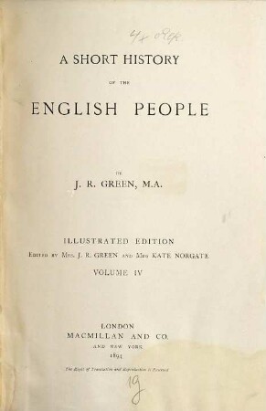 A short history of the English people. IV