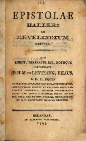 Epistolae ad H. P. de Levelingium : edid. H. M. de Leveling