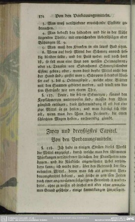 Zwey und dreyßigstes Capitel. Von den Vorbauungsmitteln