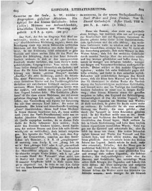 Altenburg, in der neuen Verlagshandlung: Karl Weber und seine Töchter. Von D. Daniel Collenbusch. Erster Theil. VIII a. 302 S. 8. 1802.