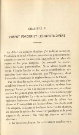 Chapitre X. L'impôt foncier et les impôts divers