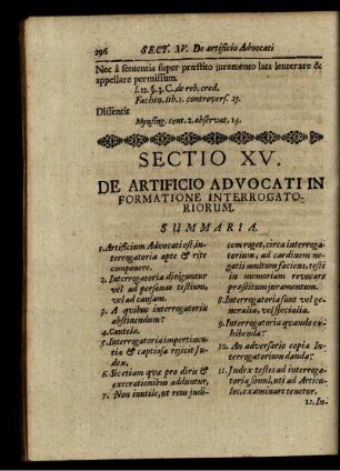 Sectio XV. De Artificio Advocati In Formatione Interrogatoriorum.