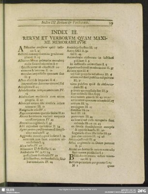 Index III. Rerum Et Verborum Quam Maxime Memorabilium
