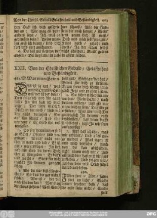 XXII. Von der Christlichen Geduld, Gelassenheit und Beständigkeit.