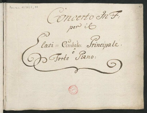 Clavi=Cembalo principale o Forte Piano