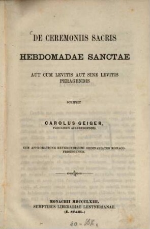 De ceremoniis sacris hebdomadae sanctae aut cum levitis aut sine levitis peragendis
