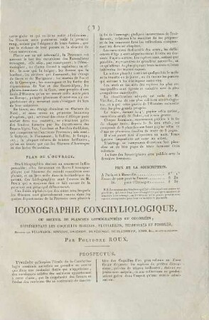 Iconographie Conchyliologique, ... Prospectus