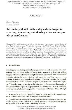 Technological and methodological challenges in creating, annotating and sharing a learner corpus of spoken German