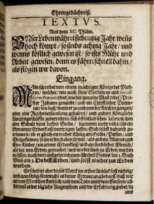 Textus. Aus dem XC. Psalm