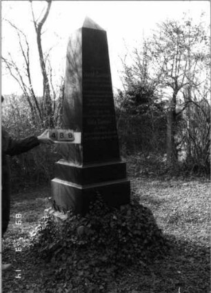 Grabstein 488 (Index: 100093032) Maße HxBxT: 265x75x75 cm Besonderheit: Doppelgrab für Eheleute: Grabstein 488