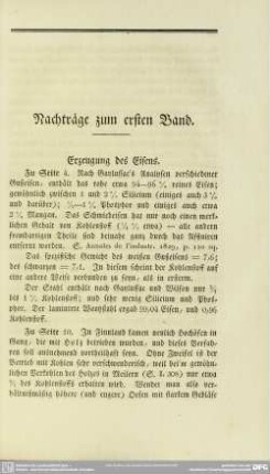 Nachträge zum ersten Band