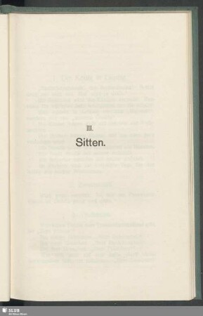 III. Sitten