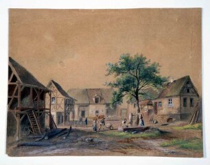 Aquarell von Georg Maria Eckert "Am Brunnen"