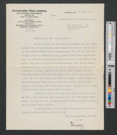Brief an Werner von Melle