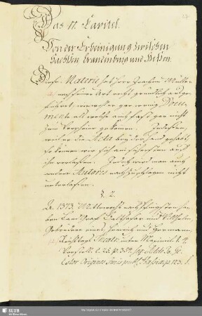 2. Von der Erbeinigung zwischen Sachßen, Brandenburg und Heßen.