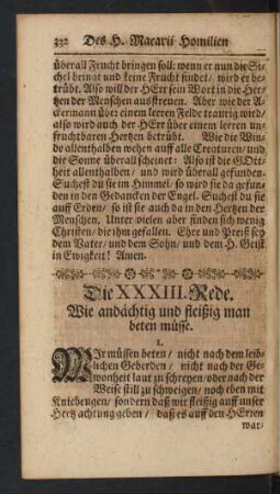 Die XXXIII. Rede. Wie andächtig und fleißig man beten müsse.