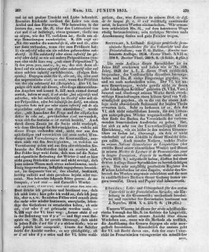 Seyerlen, J.: Lehr- und Uebungsbuch für den ersten Unterricht in der französischen Sprache. Als Einleitung in die Grammatik. Methodisch bearbeitet und zunächst für Realschulen bestimmt. Stuttgardt: Löflund 1834