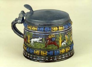 Walzenkrug mit Zinndeckel