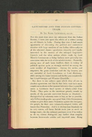 Lancashire and the Indian Cotton Trade.
