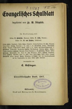 51: Evangelisches Schulblatt - 51.1907