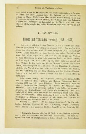 II. Zeitraum. Hessen mit Thüringen vereinigt (1122 - 1247)
