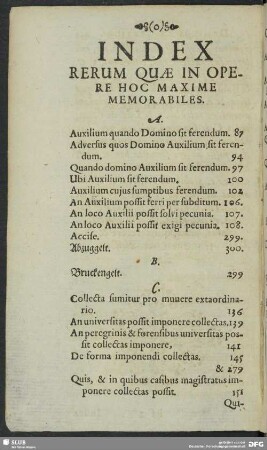 Index Rerum Quae In Opere Hoc Maxime Memorabiles