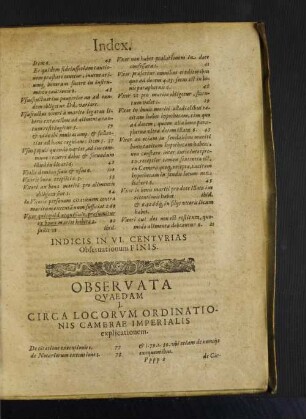 I. Circa Locorum Ordinationis Camerae Imperialis explicationem.