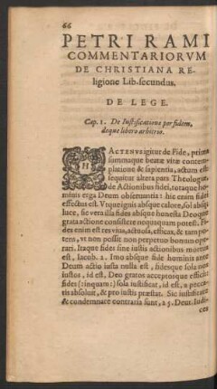 Petri Rami Commentariorum De Christiana Religione Lib. secundus. De Lege.