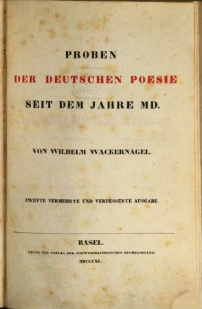 Deutsches Lesebuch. 2. Proben der deutschen Poesie seit 1500