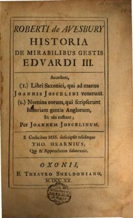 Historia de mirabilibus gestis Eduardi III.