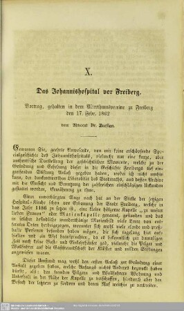 Das Johannishospital vor Freiberg : Vortrag, gehalten in dem Alterthumsvereine zu Freiberg den 17. Febr. 1862