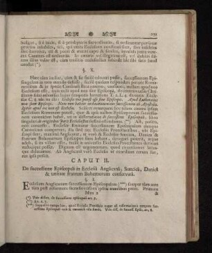Caput II. De successione Episcopali in Ecclesià Anglicanâ, Suecicâ, Danicâ & unitate fratrum Bohemorum conservatâ.
