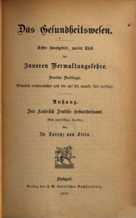 Die Verwaltungslehre, 3,1. Innere Verwaltung ; Hauptgebiet 2. Das Gesundheitswesen