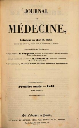 Journal de médecine. 1. 1843